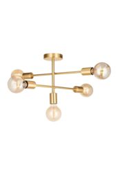 Netlighting Studio Multi Arm Lamp Semi Flush Ceiling Lamp Satin Brass Plate in Gold