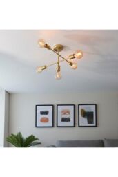 Netlighting Studio Multi Arm Lamp Semi Flush Ceiling Lamp Satin Brass Plate in Gold - thumbnail 5