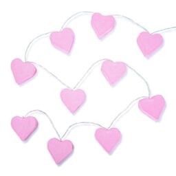 ValueLights Set of 10 Kids Battery Powered Fairy String Lights with Hearts in Light Pink - thumbnail 2