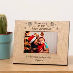Uniqueful Personalised To Mummy On Our First Christmas Wood Picture Frame 6x4 in Beige - Size: 100 cm - thumbnail 1