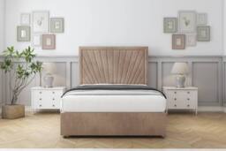 "Comfort Beds Kensington Naples Divan Base 4 Drawers - 26"" Headboard in Light Brown - Size: Double" - thumbnail 3