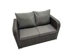 Fimous Rattan Garden Furniture Dining Set 6-seater with 2 Side Table in Dark Grey - thumbnail 4