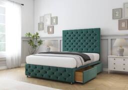 "Sloomy Watson Plush Divan Base No Drawers - 54"" Headboard & 12"" Footboard in Emerald - Size: Small Single" - thumbnail 4