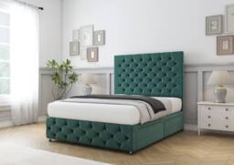 "Sloomy Watson Plush Divan Base No Drawers - 54"" Headboard & 12"" Footboard in Emerald - Size: Small Single" - thumbnail 3
