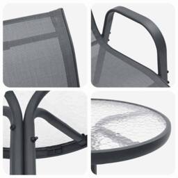 Berkfield Home 3 Piece Garden Bistro Set Anthracite Textilene & Steel in Grey - thumbnail 9