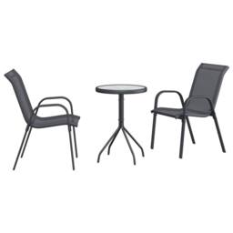 Berkfield Home 3 Piece Garden Bistro Set Anthracite Textilene & Steel in Grey - thumbnail 2
