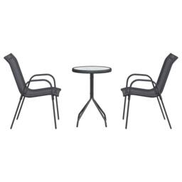 Berkfield Home 3 Piece Garden Bistro Set Anthracite Textilene & Steel in Grey - thumbnail 7