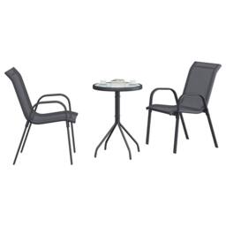 Berkfield Home 3 Piece Garden Bistro Set Anthracite Textilene & Steel in Grey - thumbnail 3