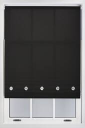 Furnished Black Daylight Roller Blind with Chrome Round Eyelets - Trimmable Window Shade - Size: 130 cm width x 165 cm drop - thumbnail 1