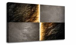 Mafett Premium Large Luxury Gold Charcoal Abstract Canvas Wall Art Print - Size: 120 cm × 80 cm - thumbnail 3