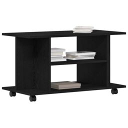 Berkfield Home TV Cabinet with Castors Black Oak 80x40x45 cm Engineered Wood - Size: 80 x 40 x 45 cm - thumbnail 4