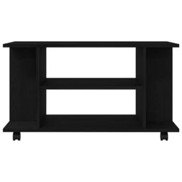 Berkfield Home TV Cabinet with Castors Black Oak 80x40x45 cm Engineered Wood - Size: 80 x 40 x 45 cm - thumbnail 5