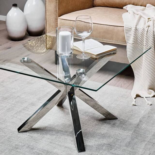 Wyld and Coco Home Silver Glass Coffee Table 70 x 70 cm - image 1