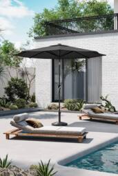 Garden Sanctuary 3m Patio Outdoor Crank Parasol Solar 24 LED Lights with Resin Base in Dark Grey - thumbnail 2