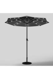 Garden Sanctuary 3m Patio Outdoor Crank Parasol Solar 24 LED Lights with Resin Base in Dark Grey - thumbnail 4