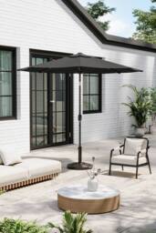 Garden Sanctuary 3m Patio Outdoor Crank Parasol Solar 24 LED Lights with Resin Base in Dark Grey - thumbnail 3