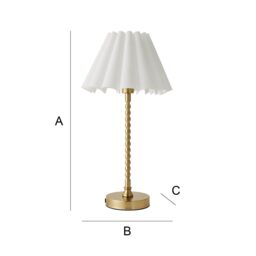 ValueLights Maeve Scallop Pleated Tapered Shade Brushed Gold Bobbin Table Lamp with LED Bulb in White - thumbnail 8