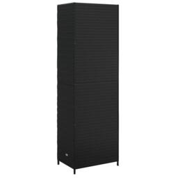 Berkfield Home Garden Storage Cabinet Black 59x40x180 cm Poly Rattan - Size: 59 x 40 x 180 cm - thumbnail 6