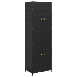 Berkfield Home Garden Storage Cabinet Black 59x40x180 cm Poly Rattan - Size: 59 x 40 x 180 cm - thumbnail 2
