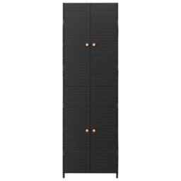 Berkfield Home Garden Storage Cabinet Black 59x40x180 cm Poly Rattan - Size: 59 x 40 x 180 cm - thumbnail 4