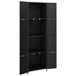 Berkfield Home Garden Storage Cabinet Black 59x40x180 cm Poly Rattan - Size: 59 x 40 x 180 cm - thumbnail 3