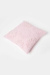 Homescapes Floral Daisy Tufted Cotton Cushion in Lilac - Size: 45 cm x 45 cm - thumbnail 5
