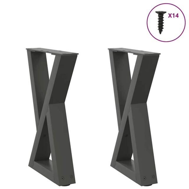 Berkfield Home Coffee Table Legs 2 pcs Anthracite 38x(42-43.3) cm Steel - image 1