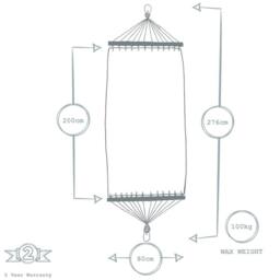 Harbour Housewares Garden Spreader Bar Hammock with Stand - thumbnail 4