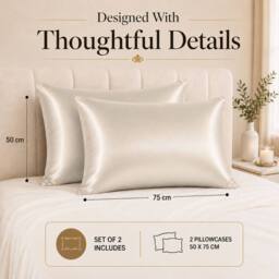 Grace Super Soft Pillow Cases 2 Pack Satin Silk Envelope Closure in Khaki - Size: Standard Pillow Case - thumbnail 9