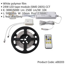 Loops 5m CCT LED Tape Kit & 24W LED Driver - Remote Control Flexible Cabinet Lighting - thumbnail 2