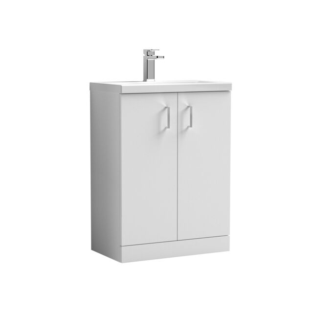 Balterley Bathroom Vanity Basin Unit, Chrome Handles, 600mm, Gloss White - image 1