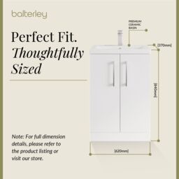 Balterley Bathroom Vanity Basin Unit, Chrome Handles, 600mm, Gloss White - thumbnail 5