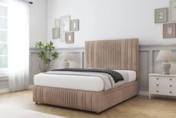"Comfort Beds The Foxy Naples Divan Set No Drawers-26"" Headboard-Footboard in Light Brown - Size: Double" - thumbnail 2