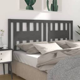 Berkfield Home Headboard Grey 126x4x100 cm Solid Wood Pine - Size: 126 x 4 x 100 cm - thumbnail 2