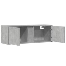 Berkfield Home TV Wall Cabinet with LED Lights Concrete Grey 100x31x35 cm - Size: 100 x 31 x 35 cm - thumbnail 9