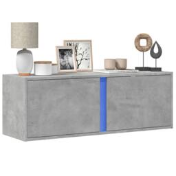 Berkfield Home TV Wall Cabinet with LED Lights Concrete Grey 100x31x35 cm - Size: 100 x 31 x 35 cm - thumbnail 2