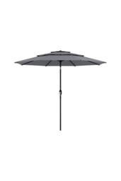 H&O Direct Outdoor Garden 3-Tier Umbrella with Crank & Woven-Pattern Stand in Light Grey - thumbnail 3