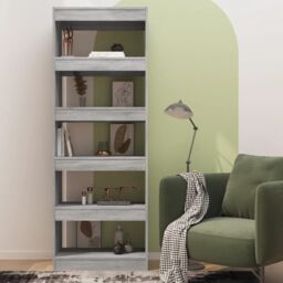 Berkfield Home Book Cabinet/Room Divider Grey Sonoma 60x30x166 cm Engineered Wood - Size: 60 x 30 x 166 cm - thumbnail 5