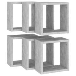 Berkfield Home Wall Cube Shelves 6 pcs Concrete Grey 30x15x30 cm - Size: 30 x 15 x 30 cm - thumbnail 5