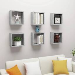 Berkfield Home Wall Cube Shelves 6 pcs Concrete Grey 30x15x30 cm - Size: 30 x 15 x 30 cm - thumbnail 1