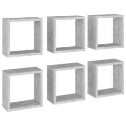 Berkfield Home Wall Cube Shelves 6 pcs Concrete Grey 30x15x30 cm - Size: 30 x 15 x 30 cm - thumbnail 2