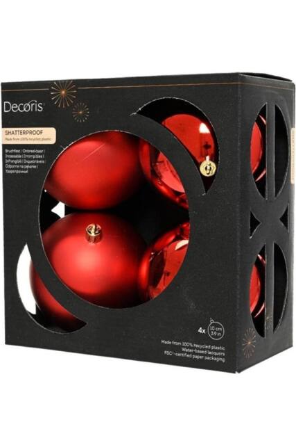 Kaemingk Polystyrene Christmas Bauble (Pack of 4) in Red