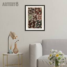"Artery8 Pink Green Floral Patterns Racinet Black Framed Canvas Wall Art - Size: W12"" x H16""" - thumbnail 3