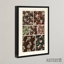 "Artery8 Pink Green Floral Patterns Racinet Black Framed Canvas Wall Art - Size: W12"" x H16""" - thumbnail 2