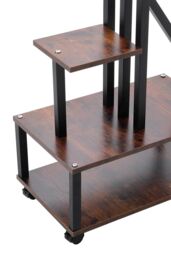 Living and Home 2Pcs Half-Heart-Shaped Tiered Plant Stand Metal Flower Stand Holder Rack Book Shelf with Wheels Hooks in Dark Brown - thumbnail 4