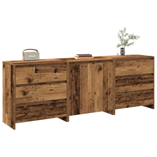 Berkfield Home 3 Piece Sideboard Old Wood Engineered Wood in Brown - image 1