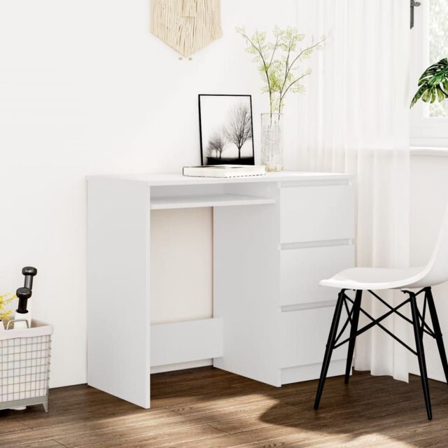 Berkfield Home Desk White 90x45x76 cm Engineered Wood - Size: 90 x 45 x 76 cm - image 1