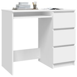 Berkfield Home Desk White 90x45x76 cm Engineered Wood - Size: 90 x 45 x 76 cm - thumbnail 3