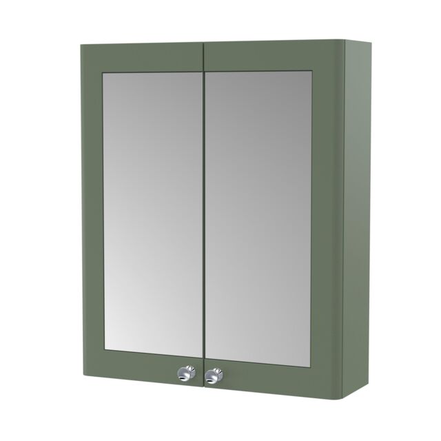 Balterley Traditional Bathroom Wall Hung 2-Door Mirror Cabinet, Green, 600mm in Green - image 1