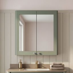 Balterley Traditional Bathroom Wall Hung 2-Door Mirror Cabinet, Green, 600mm in Green - thumbnail 8